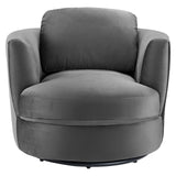 Pirouette Performance Velvet Swivel Armchair Gray EEI-4345-GRY