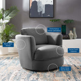 Pirouette Performance Velvet Swivel Armchair Gray EEI-4345-GRY