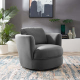 Pirouette Performance Velvet Swivel Armchair Gray EEI-4345-GRY