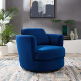 Pirouette Performance Velvet Swivel Armchair Navy EEI-4345-NAV