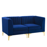 Triumph Channel Tufted Performance Velvet Loveseat Navy EEI-4346-NAV