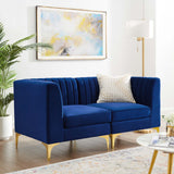 Triumph Channel Tufted Performance Velvet Loveseat Navy EEI-4346-NAV