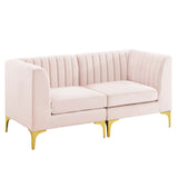 Triumph Channel Tufted Performance Velvet Loveseat Pink EEI-4346-PNK