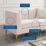 Triumph Channel Tufted Performance Velvet Loveseat Pink EEI-4346-PNK