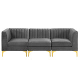 Triumph Channel Tufted Performance Velvet 	3-Seater Sofa Gray EEI-4347-GRY