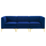 Triumph Channel Tufted Performance Velvet 	3-Seater Sofa Navy EEI-4347-NAV