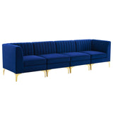 Triumph Channel Tufted Performance Velvet 4-Seater Sofa Navy EEI-4348-NAV