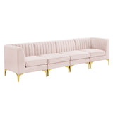 Triumph Channel Tufted Performance Velvet 4-Seater Sofa Pink EEI-4348-PNK