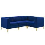 Triumph Channel Tufted Performance Velvet 4-Piece Sectional Sofa Navy EEI-4349-NAV