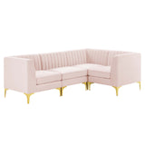 Triumph Channel Tufted Performance Velvet 4-Piece Sectional Sofa Pink EEI-4349-PNK