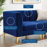 Triumph Channel Tufted Performance Velvet 5-Piece Sectional Sofa Navy EEI-4350-NAV