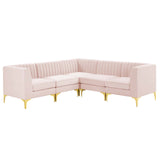 Triumph Channel Tufted Performance Velvet 5-Piece Sectional Sofa Pink EEI-4350-PNK