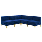 Triumph Channel Tufted Performance Velvet 5-Piece Sectional Sofa Navy EEI-4351-NAV