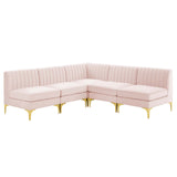 Triumph Channel Tufted Performance Velvet 5-Piece Sectional Sofa Pink EEI-4351-PNK