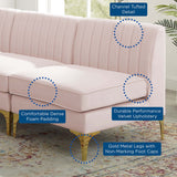 Triumph Channel Tufted Performance Velvet 5-Piece Sectional Sofa Pink EEI-4351-PNK