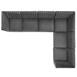 Triumph Channel Tufted Performance Velvet 6-Piece Sectional Sofa Gray EEI-4352-GRY