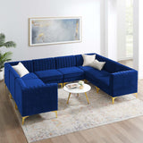 Triumph Channel Tufted Performance Velvet 8-Piece Sectional Sofa Navy EEI-4353-NAV