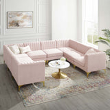 Triumph Channel Tufted Performance Velvet 8-Piece Sectional Sofa Pink EEI-4353-PNK