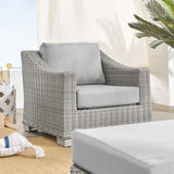 Conway Sunbrella® Outdoor Patio Wicker Rattan 2-Piece Armchair and Ottoman Set Light Gray Gray EEI-4354-LGR-GRY