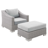 Conway Sunbrella® Outdoor Patio Wicker Rattan 2-Piece Armchair and Ottoman Set Light Gray Gray EEI-4354-LGR-GRY