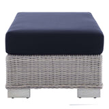 Conway Sunbrella® Outdoor Patio Wicker Rattan 2-Piece Armchair and Ottoman Set Light Gray Navy EEI-4354-LGR-NAV