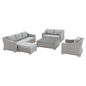 Conway Sunbrella® Outdoor Patio Wicker Rattan 5-Piece Furniture Set Light Gray Gray EEI-4356-LGR-GRY