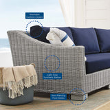 Conway Sunbrella® Outdoor Patio Wicker Rattan 5-Piece Furniture Set Light Gray Navy EEI-4356-LGR-NAV