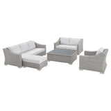 Conway Sunbrella® Outdoor Patio Wicker Rattan 5-Piece Furniture Set Light Gray White EEI-4356-LGR-WHI