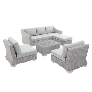 Conway Sunbrella® Outdoor Patio Wicker Rattan 5-Piece Furniture Set Light Gray Gray EEI-4361-LGR-GRY