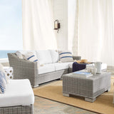 Conway Sunbrella® Outdoor Patio Wicker Rattan 5-Piece Furniture Set Light Gray White EEI-4361-LGR-WHI