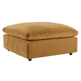 Commix Down Filled Overstuffed Performance Velvet Ottoman Cognac EEI-4365-COG