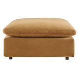 Commix Down Filled Overstuffed Performance Velvet Ottoman Cognac EEI-4365-COG