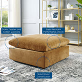 Commix Down Filled Overstuffed Performance Velvet Ottoman Cognac EEI-4365-COG