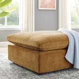 Commix Down Filled Overstuffed Performance Velvet Ottoman Cognac EEI-4365-COG