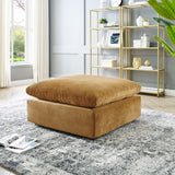 Commix Down Filled Overstuffed Performance Velvet Ottoman Cognac EEI-4365-COG