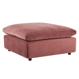 Commix Down Filled Overstuffed Performance Velvet Ottoman Dusty Rose EEI-4365-DUS