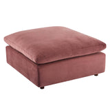 Commix Down Filled Overstuffed Performance Velvet Ottoman Dusty Rose EEI-4365-DUS