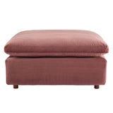 Commix Down Filled Overstuffed Performance Velvet Ottoman Dusty Rose EEI-4365-DUS