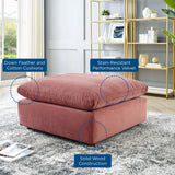 Commix Down Filled Overstuffed Performance Velvet Ottoman Dusty Rose EEI-4365-DUS