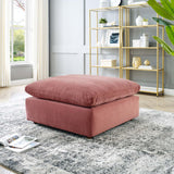 Commix Down Filled Overstuffed Performance Velvet Ottoman Dusty Rose EEI-4365-DUS