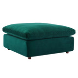 Commix Down Filled Overstuffed Performance Velvet Ottoman Green EEI-4365-GRN