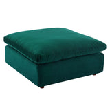 Commix Down Filled Overstuffed Performance Velvet Ottoman Green EEI-4365-GRN