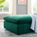 Commix Down Filled Overstuffed Performance Velvet Ottoman Green EEI-4365-GRN