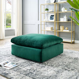 Commix Down Filled Overstuffed Performance Velvet Ottoman Green EEI-4365-GRN