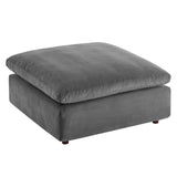 Commix Down Filled Overstuffed Performance Velvet Ottoman Gray EEI-4365-GRY