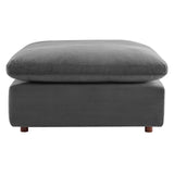 Commix Down Filled Overstuffed Performance Velvet Ottoman Gray EEI-4365-GRY