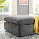 Commix Down Filled Overstuffed Performance Velvet Ottoman Gray EEI-4365-GRY