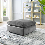 Commix Down Filled Overstuffed Performance Velvet Ottoman Gray EEI-4365-GRY