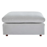 Commix Down Filled Overstuffed Performance Velvet Ottoman Light Gray EEI-4365-LGR