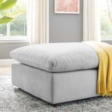 Commix Down Filled Overstuffed Performance Velvet Ottoman Light Gray EEI-4365-LGR